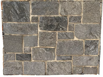 Building Exterior Wall Featuring Gray Stone Blocks With Natural Textured Surface 3d model