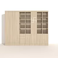 Modern Minimalist Wooden Display Cabinet With Multiple Compartments And Light Wood Tone