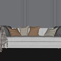 White Sectional Sofa With Decorative Pillows In Dark Gray Wall Modern Interior 3d model