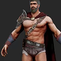 Muscular Man in Spartan Warrior Costume With Spear and Shield