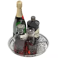 Elegant Beverage Collection With Moët Champagne Hendrick's Gin Transparent Decanter Glassware And Tray