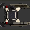 Futuristic Multi Barrel Weapon With Blue Red Glowing Lights And Stable Metallic Base