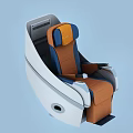 Modern Airline Seat Design With Brown Blue Upholstery And White Frame