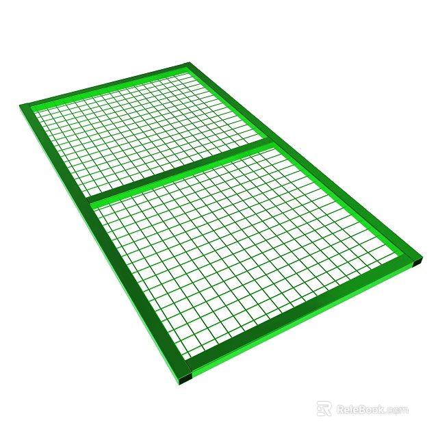 Green Grid Frame With Two Sections And Metal Mesh Design 3d model 