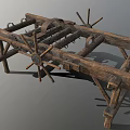 Traditional Ancient Wooden Farming Tool Structure With Spoked Wheels Metal Components And Frame