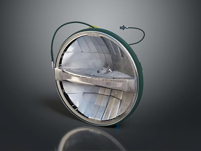 Modern Circular Lighting Furniture With Metal Reflective Shade And Green Frame 3d model