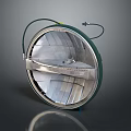 Modern Circular Lighting Furniture With Metal Reflective Shade And Green Frame