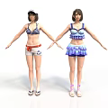 Different Styles Women's Bikini Tops With Shorts Skirts Caps And Shoes