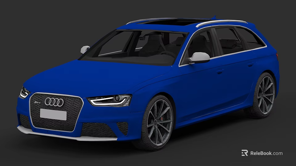 Blue Audi Station Wagon With Sporty Alloy Wheels Sunroof And LED Headlights 3d model 