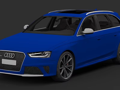 Blue Audi Station Wagon With Sporty Alloy Wheels Sunroof And LED Headlights 3d model
