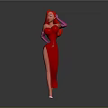Stylish Cartoon Animal Character Wearing Red Dress Pink Gloves And White Heels