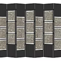 Modern Black Frame Room Divider With Decorative Patterned Panels For Home Decor