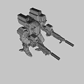 Red And Black Mechanical Robot Warrior Character For Game And Movie With Arm Weapons