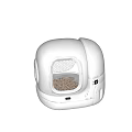 White Enclosed Cat Litter Box With Dome Shape Round Entrance And Interior Litter