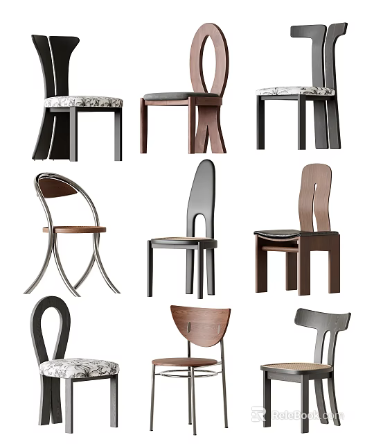Modern Accent Chairs with Unique Designs and Mixed Materials for Home Interior Decor 3d model 