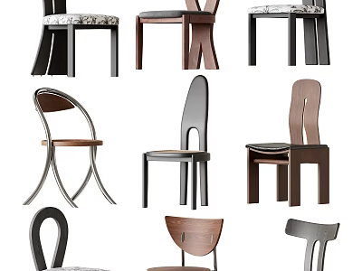 Modern Accent Chairs with Unique Designs and Mixed Materials for Home Interior Decor 3d model