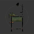 Vintage Workbench With Green Drawers Metal Frame Table Lamp Bench Vice Tools And Orange Stool