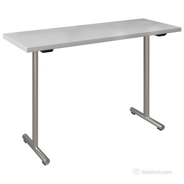 Stainless Steel Desk With Simple Design And Sturdy Metal Legs For Office Use 3d model 