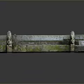 Ancient Stone Building Structure With Colorful Brick Paving And Moss Covered Edges