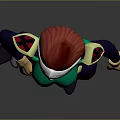 3D Character Creature With White Hair Red Headband Green Top Purple Pants And Yellow Belt