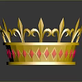 Elegant Gold Royal Crown As Luxurious Clothing Accessory With Red Gemstones And Intricate Designs