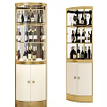 Modern Curved Wine Cabinet With Gold Frame White Doors And Glass Storage For Wine Bottles