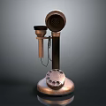 Vintage Metal Telephone With Classic Dial Stand And Curved Handset Design