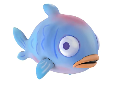 Cute Cartoon Fish with Big Eyes and Blue Pink Gradient in Adorable Design 3d model