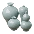 Celadon Ceramic Vessels with Crackle Glaze in Various Decorative Shapes for Home Decor