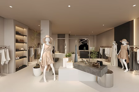 Modern Clothing Store Women's Clothing Store Clothing Store Clothing Bag Store Clothing Display Stand 3d model