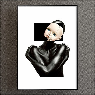 Modern Figure Painting Simple Black and White Decorative Painting 3d model