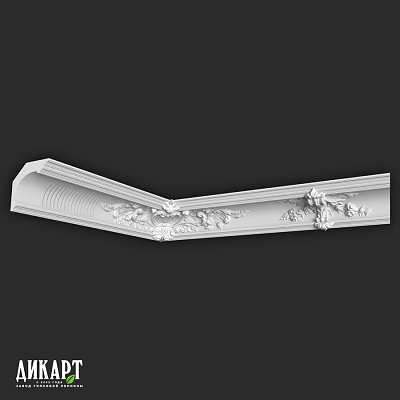 Ornate White Decorative Carved Component With Floral Patterns For Architectural Corner Trim 3d model