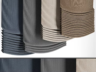 Stacked Modern Curtains With Textured Gray Beige Brown Fabric For Home Interior Decor 3d model