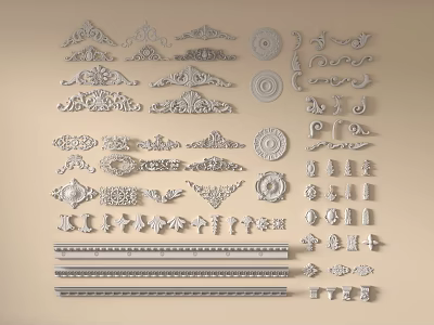 Ornamental Carved Decorations With Various Intricate Patterns And Design Elements 3d model