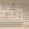 Ornamental Carved Decorations With Various Intricate Patterns And Design Elements