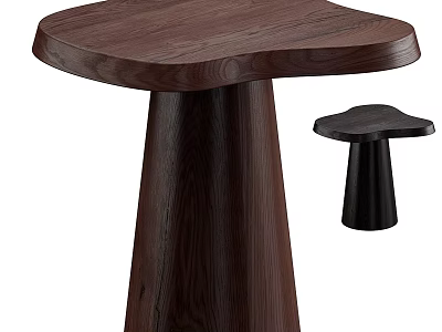Wooden Side Table With Curved Top Cylindrical Base And Natural Wood Grain 3d model