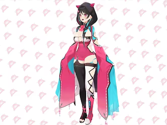Two-dimensional character game character cute girl anime girl 3d model