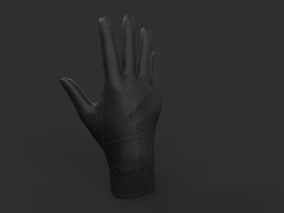 Black Leather Full Finger Gloves For Daily Wear And Protection 3d model