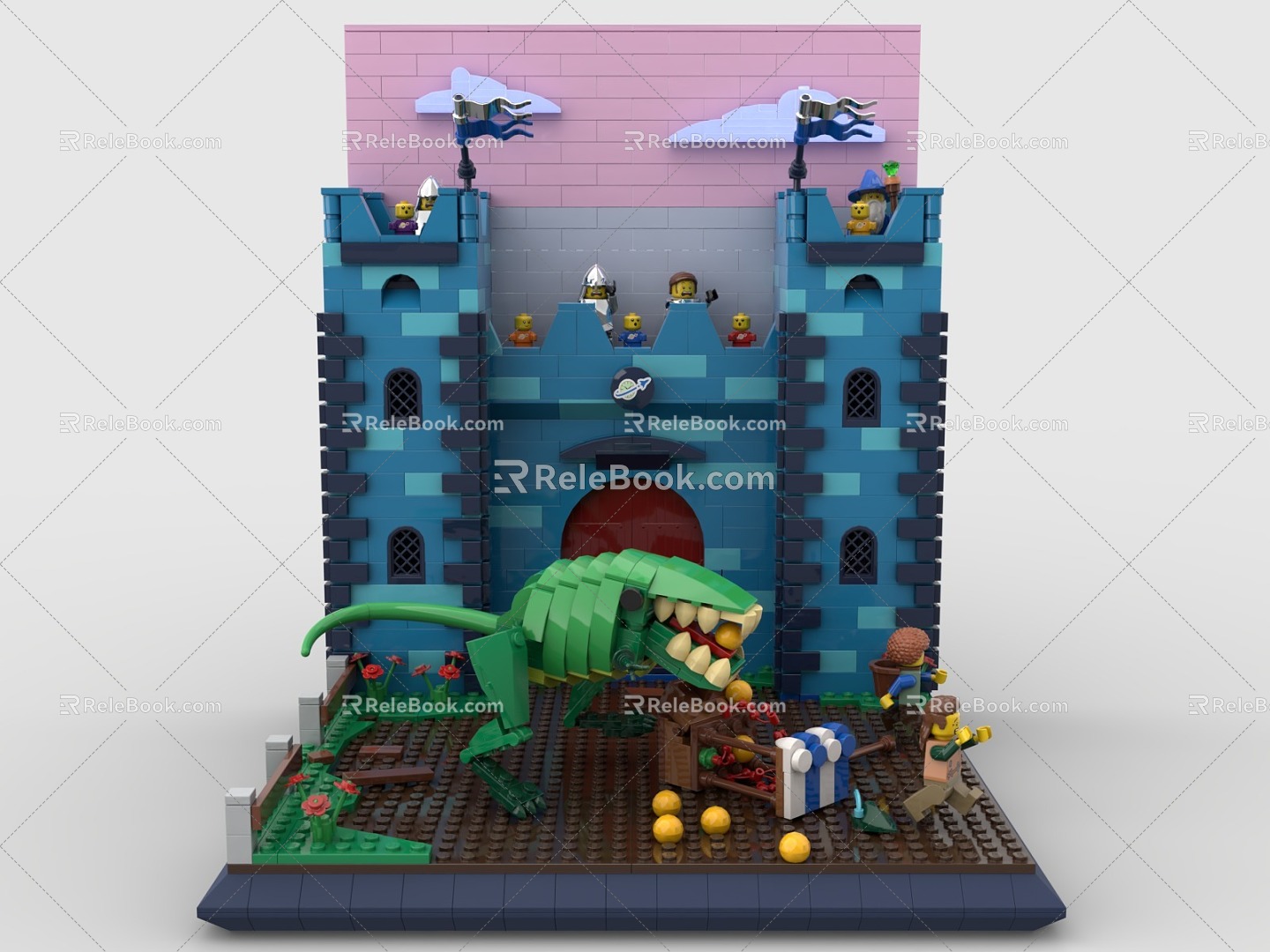 LEGO Toy Blocks Castle Monsters Fight Scene Medieval 3d model