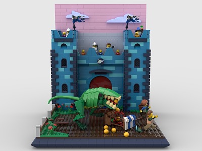 LEGO Toy Blocks Castle Monsters Fight Scene Medieval 3d model