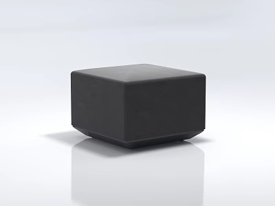 Modern Black Square Sofa Stool With Smooth Surface For Living Room 3d model
