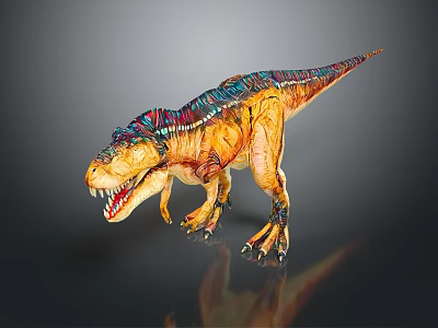Colorful Tyrannosaurus Rex Dinosaur Character With Vibrant Patterns And Realistic Model 3d model