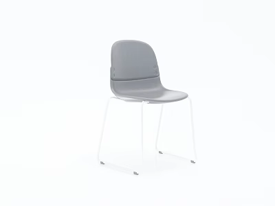 Modern Minimalist Gray Bar Stool With Upholstered Seat Back And Transparent Legs 3d model