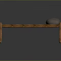 Cozy Rustic Wooden Single Bed Frame With Brown Mattress And Gray Pillow