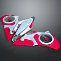Red And Silver Futuristic Flying Device With Aerodynamic Design And Circular Components 3d model