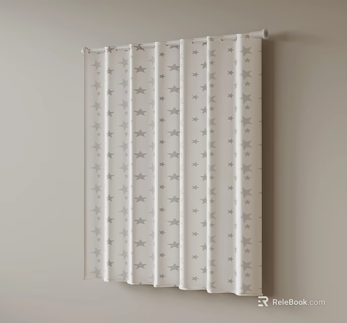 Light Filtering White Curtain With Star Pattern For Home Window Decor 3d model
