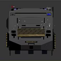 Gray Armored Vehicle With Yellow Stripes Side Ladder Top Equipment And Project Label