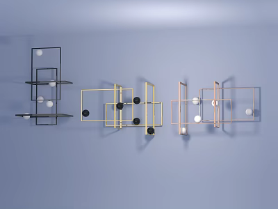 Modern Geometric Wall Lamps With Metal Frame And White Spherical Accents 3d model