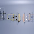 Modern Geometric Wall Lamps With Metal Frame And White Spherical Accents