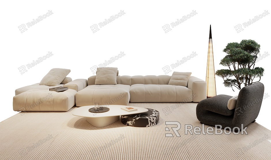 Modern sofa coffee table combination model